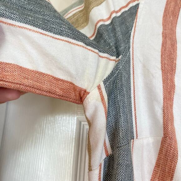 MADEWELL V-Neck Tie-Waist Jumpsuit Cotton Summer Beachy Size 2 Coastal Striped - Picture 7 of 11